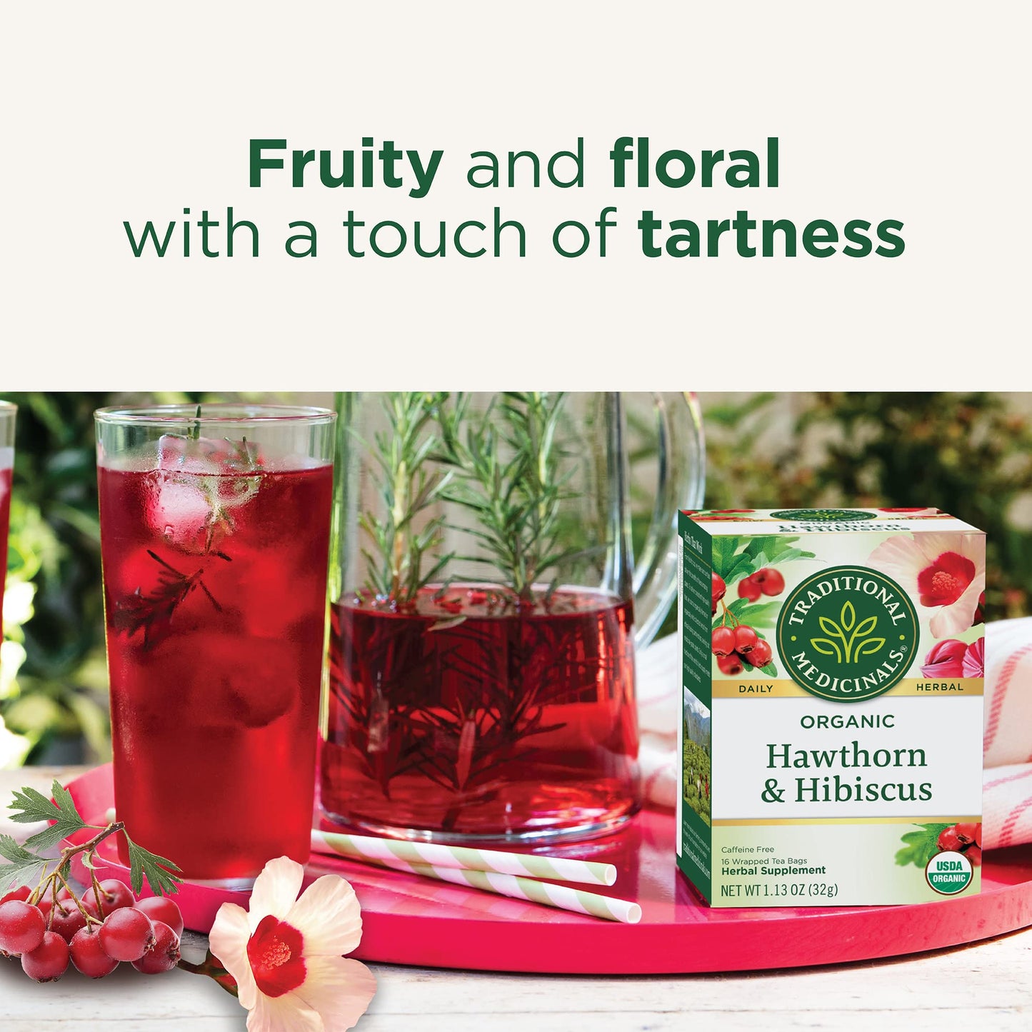 Traditional Medicinals Tea, Organic Hibiscus, Supports Your Cardiovascular System, 16 Tea Bags