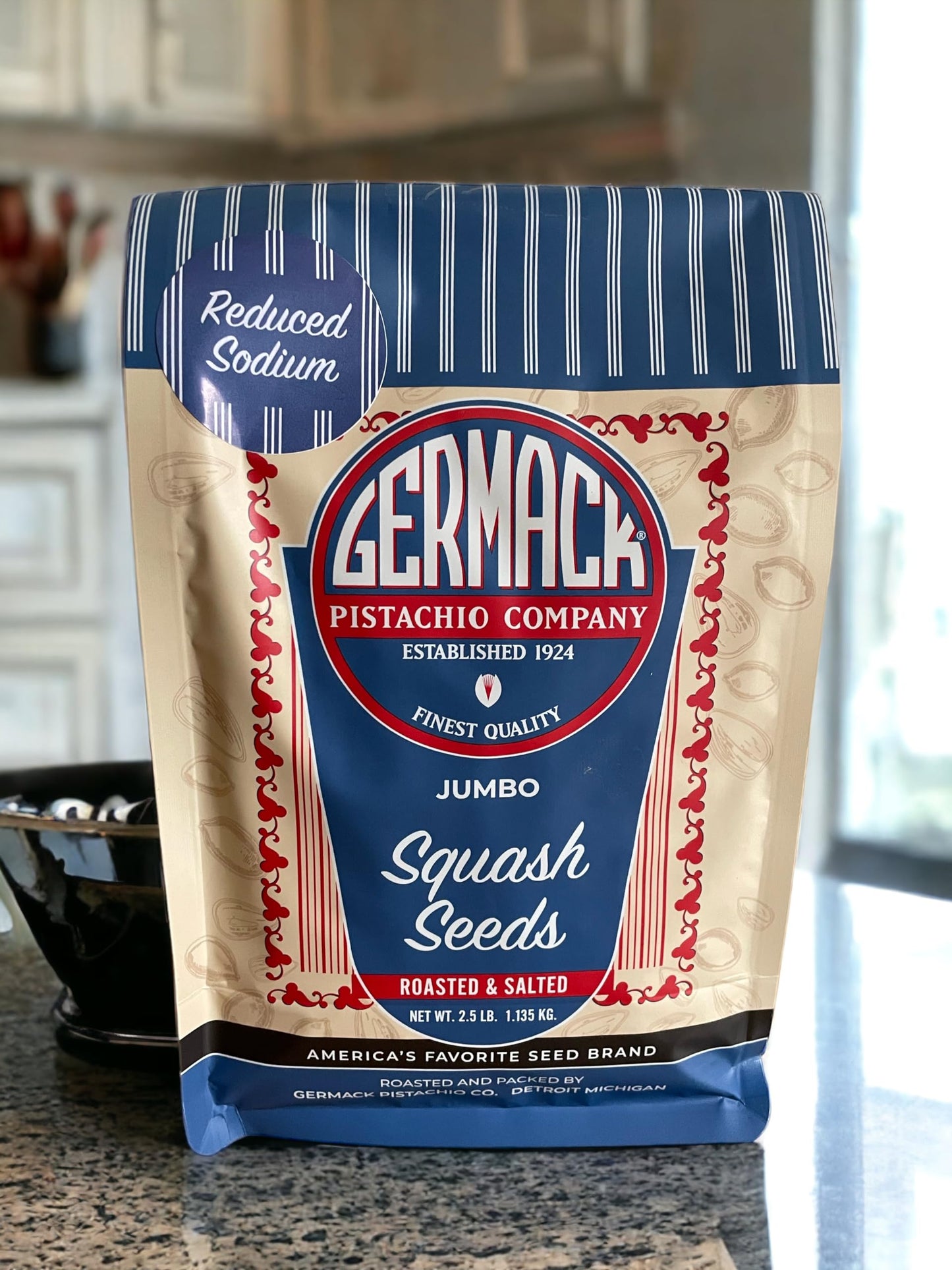 Germack Jumbo Homestyle Squash Seeds, Reduced Sodium, Roasted and Lightly Salted, 2.5 Pound Classic Bag