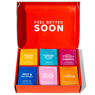 Thoughtfully Gourmet, Sending Positive Vibes Tea Gift Set, Tea Sampler Includes 6 Flavors Of Tea With Uplifting Quotes, Great Ge