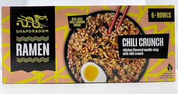 Snap-Dragon Chili Crunch Ramen, 6 Bowls, 4.23 Ounces of Ramen Per Bowl | Chicken Flavored Noodle Soup With Chili Crunch