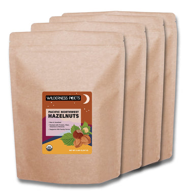 Wilderness Poets, Organic, Pacific Northwest-Grown Hazelnuts - Raw, Whole Nuts With Skins, No Shells. Bulk Size - 5 Pound (Pack