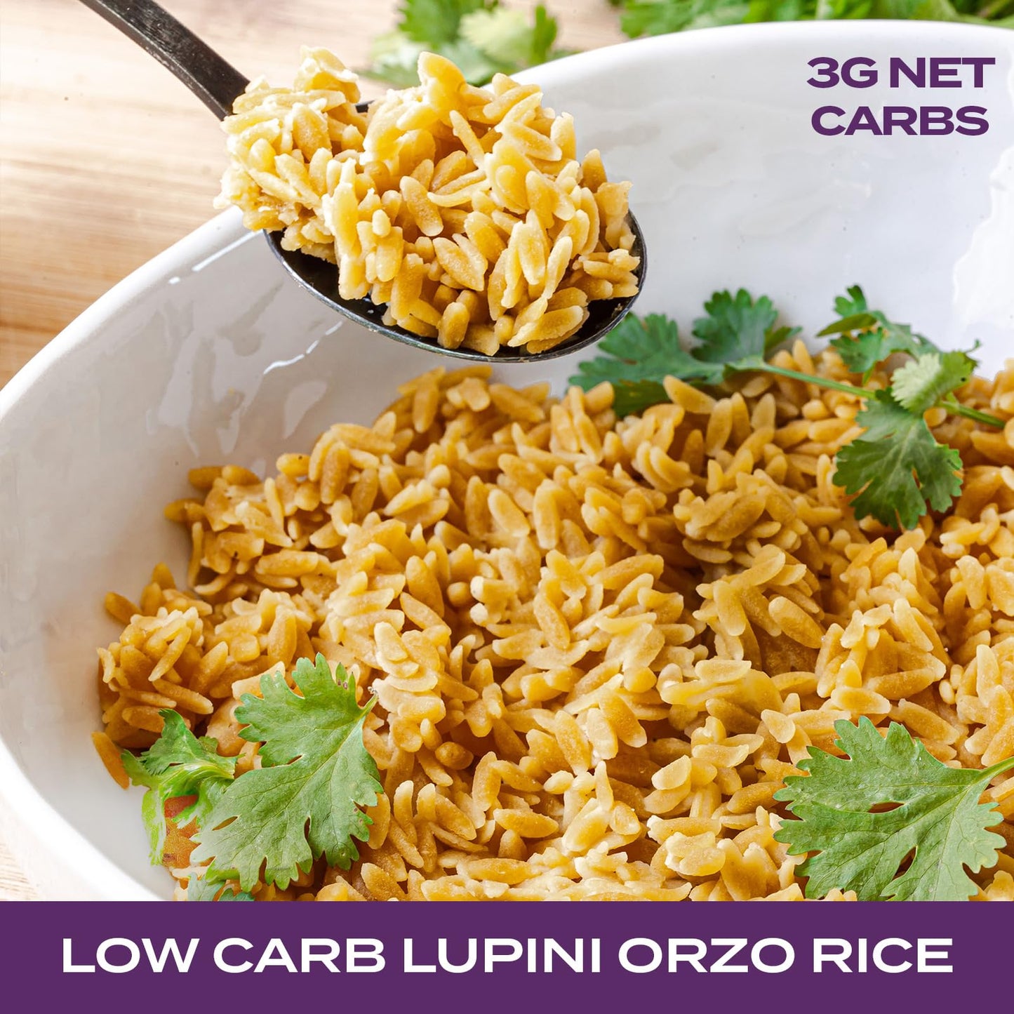 Aviate Keto Rice Orzo - Low Carb (3G Net) Lupini Rice/Pasta, High Protein (18G), Gluten-Free, Made With Lupin Flour, Plant Based