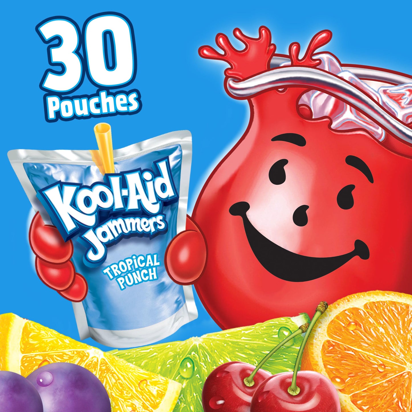 Kool-Aid Jammers Tropical Punch Drink Value Pack, 30 Pouches, 6 fl oz Each, Natural Color, Model 00043000063712