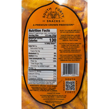 South 40 Organic Dried Mango Slices, Just 1 Ingredient, 4oz Bags, Pack of 4, Orange