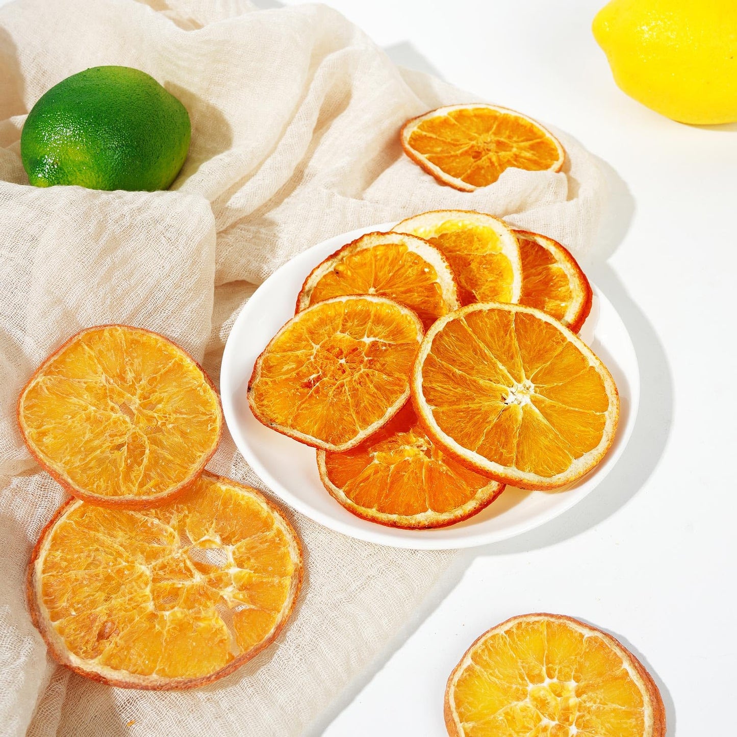 Dried Orange Slices, Dehydrated Orange Slices For Cocktails Garnish/Fruit Tea/Baking/Garland/Crafts, 100% Natural No Additives N