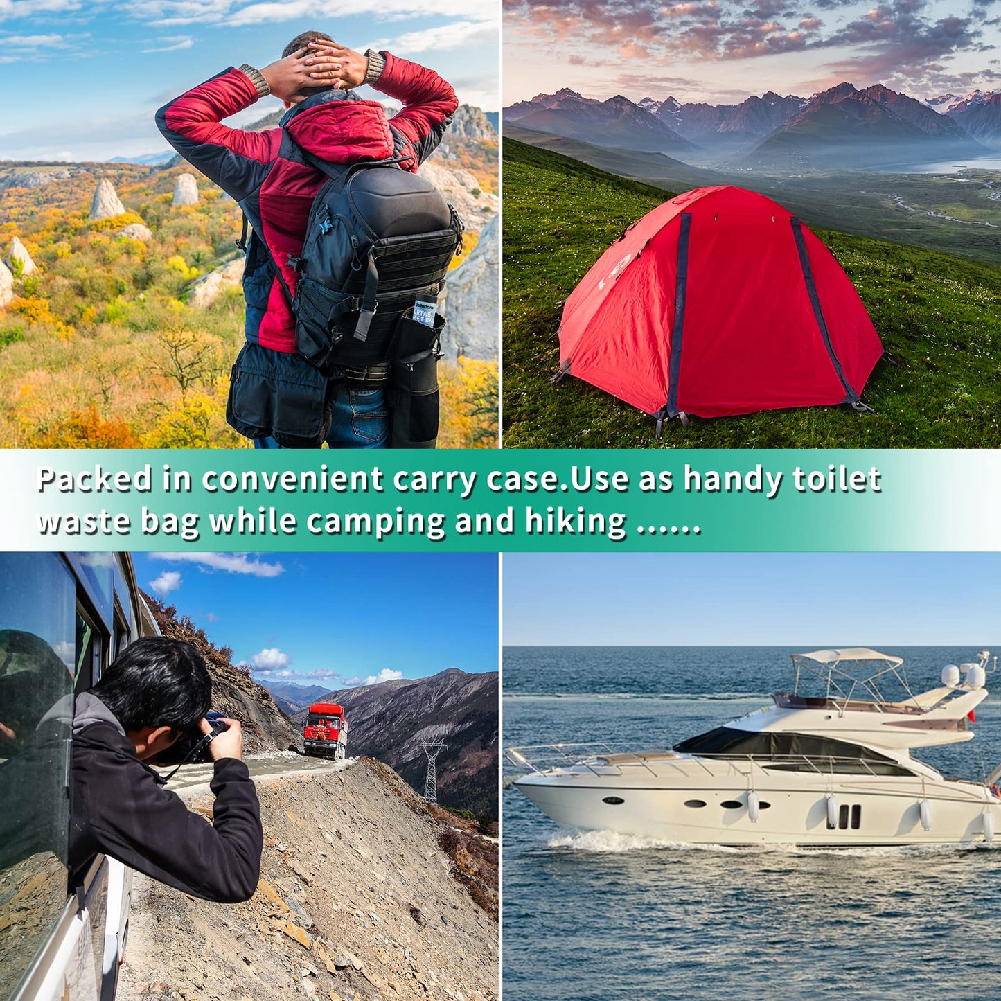 Sailortenx 80 Portable Toilet Bags 100% Compostable 8 Gallon Camping Toilet Bags Use With 5 Gallon Bucket Toilet Waste Bags, Dis