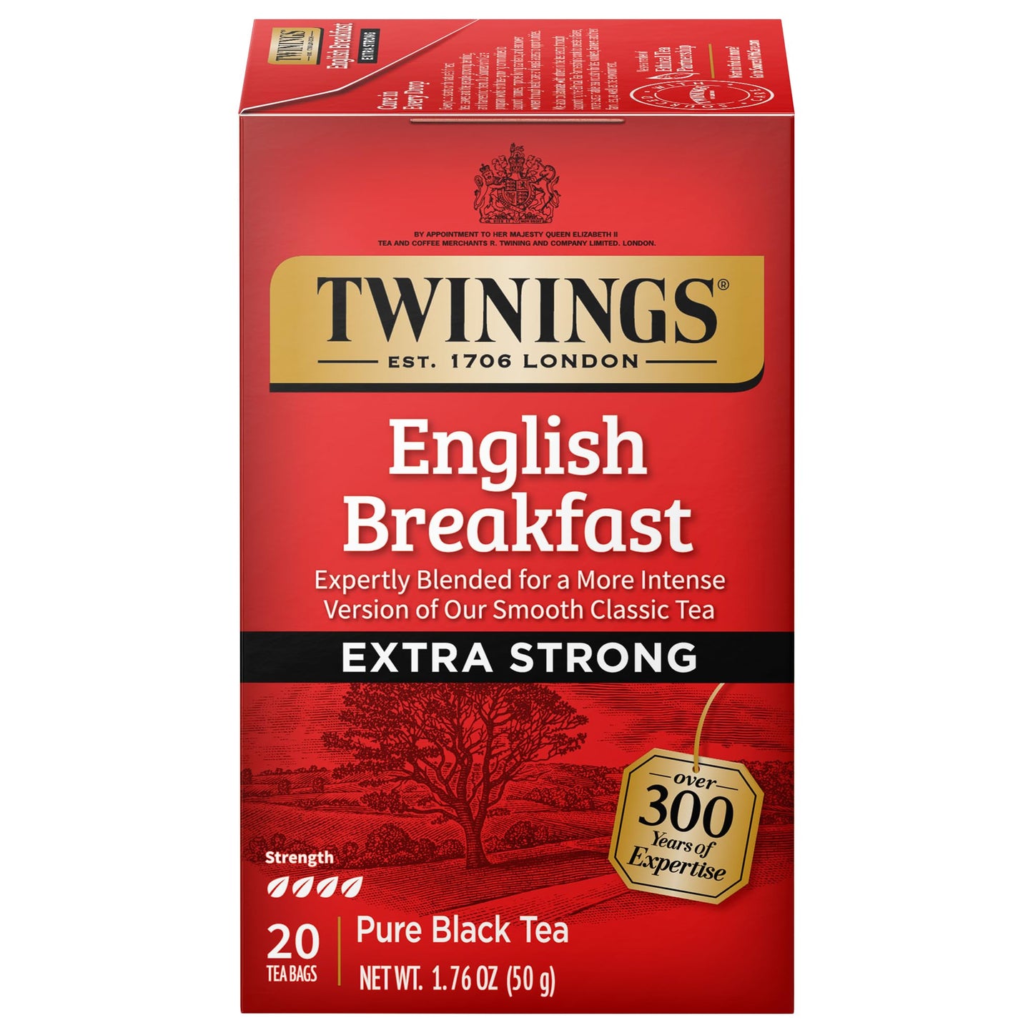 Twinings Extra Bold English Breakfast Individually Wrapped Tea Bags, 20 Count (Pack Of 6), Caffeinated, Robust Black Tea, Enjoy Hot Or Iced