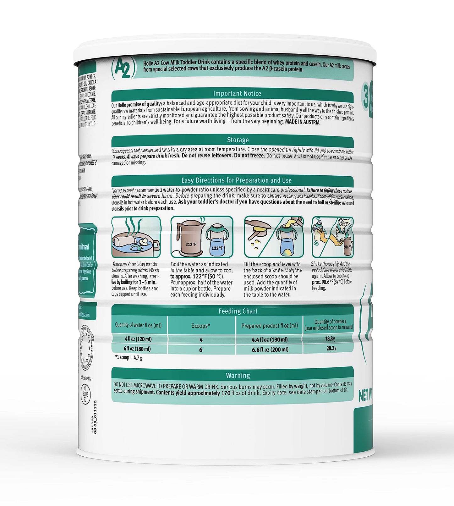 Holle A2 Non-Gmo - European Whole Milk Toddler Drink - With Dha For Healthy Brain Development - 1 Year & Up