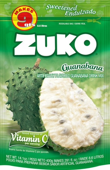 ZUKO Guanabana Instant Powder Drink, No Sugar Needed, Family Pack 14.1 Oz (Pack of 6)
