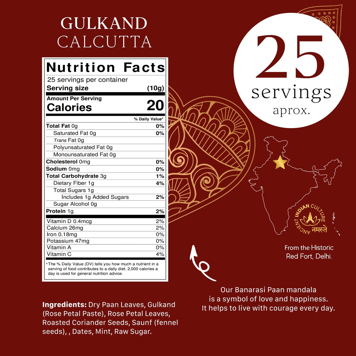 Aryaa Organic Gulkand Paan Herbal Tea & Digestive Snack 250g | 100% Natural, Vegan, Gluten-Friendly, Non-GMO