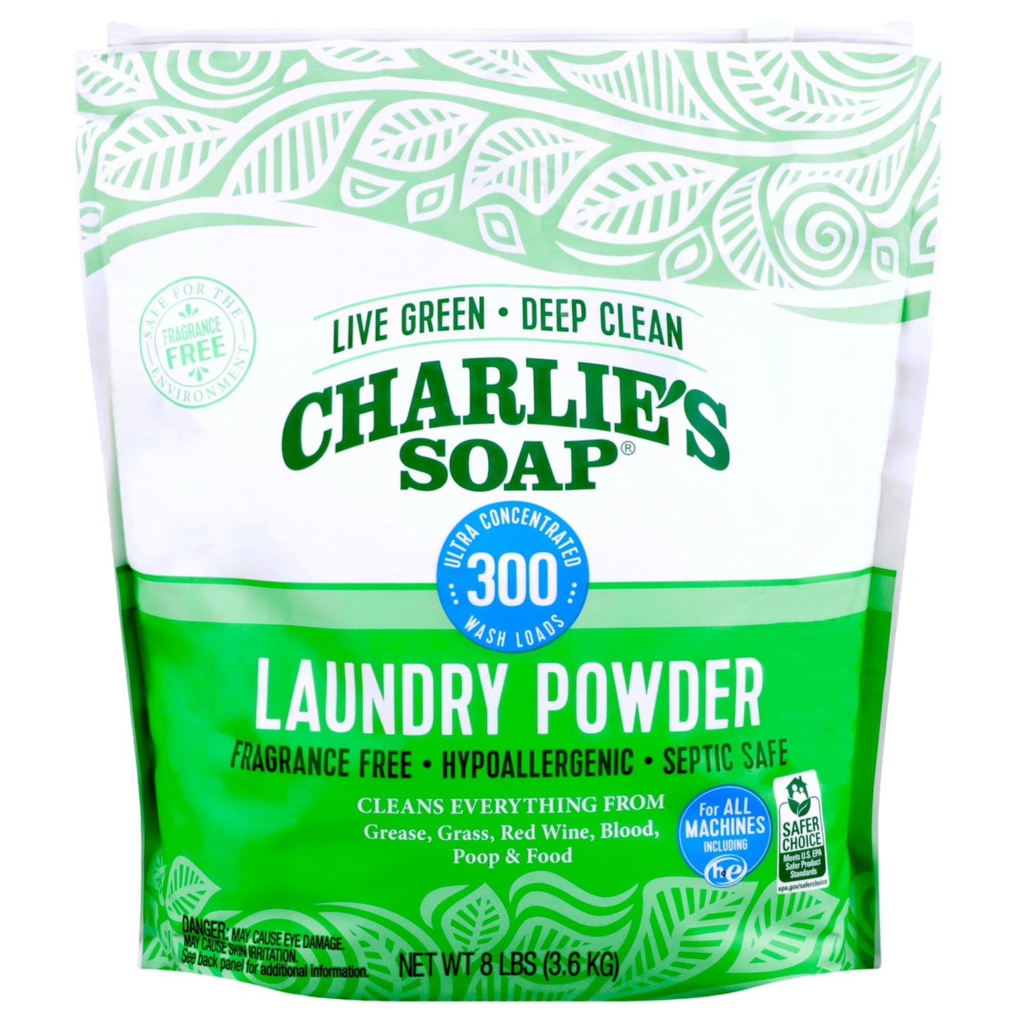 Charlies Soap Laundry Powder (300 Loads, 1 Pack) Hypoallergenic Deep Cleaning Washing Powder Detergent - Eco-Friendly, Safe, And