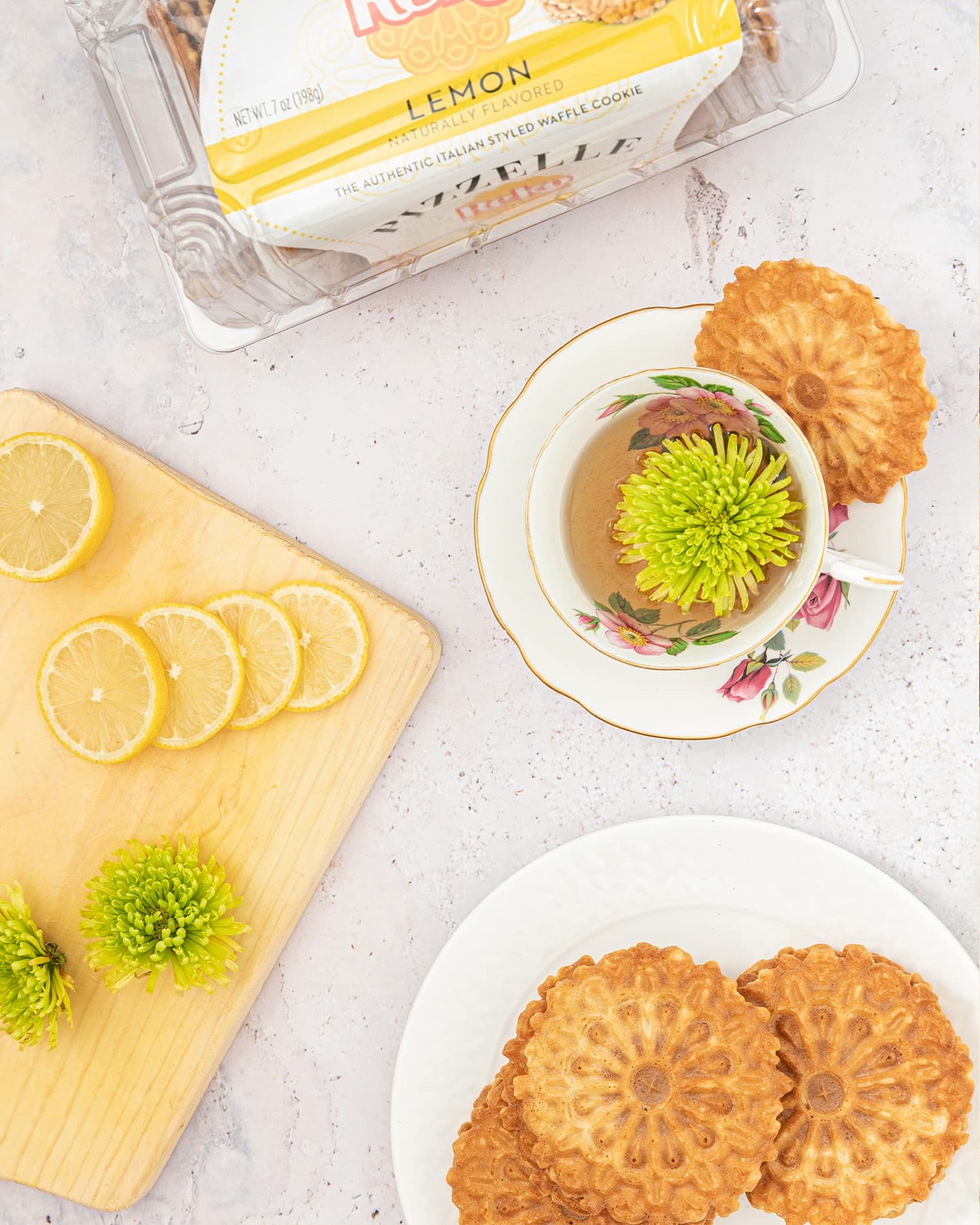 Reko Pizzelle Authentic Italian Style Waffle Cookie, Lemon, 7 Ounce (Pack of 12)