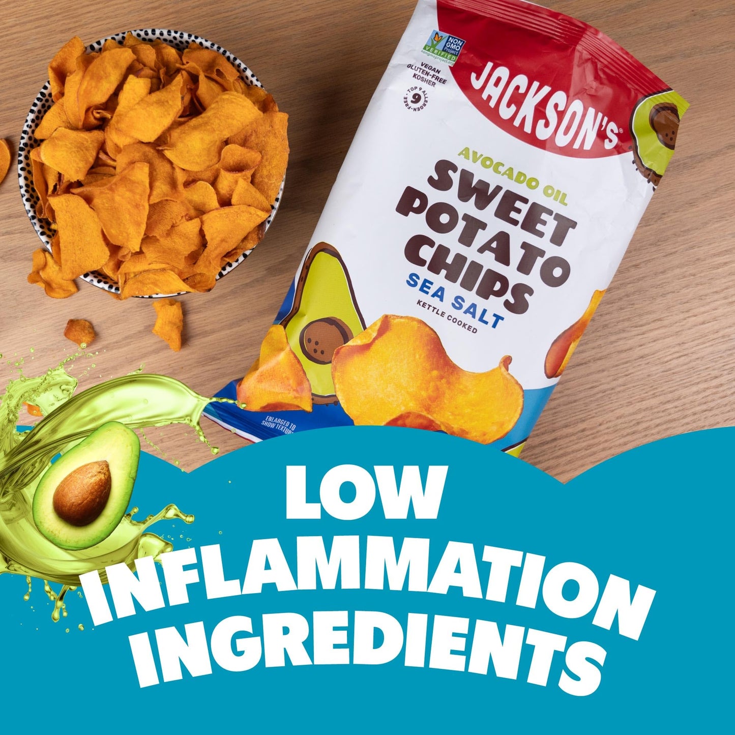 Jacksons Sweet Potato Kettle Chips, Sea Salt, 7 Ounce (Pack of 6), Allergen-Friendly, Gluten Free, Vegan, Paleo Friendly