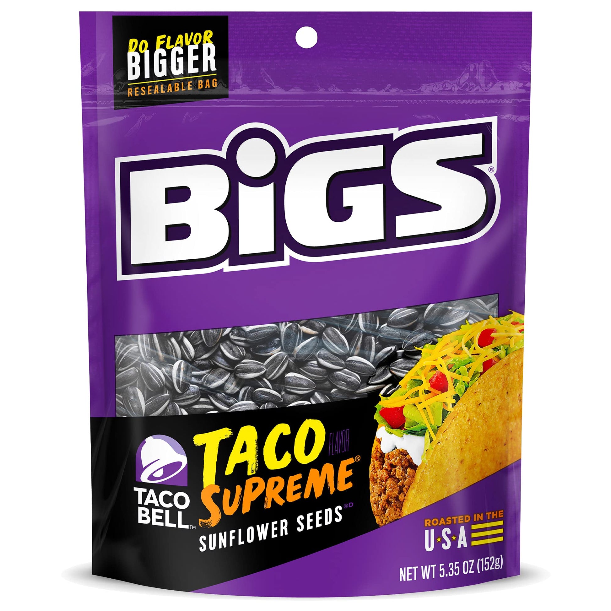 Bigs Taco Bell Taco Supreme Sunflower Seeds, Keto Friendly Snack, Low Carb Lifestyle, 5.35 Oz Bag