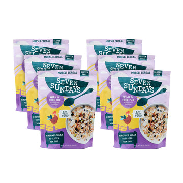 Seven Sundays Wild and Free Blueberry Chia Muesli Cereal - 6 Count, 12 Oz Pouch - Certified Gluten Free Muesli - Non GMO, No Ref