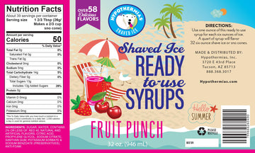 Hypothermias Fruit Punch Snow Cone Syrup - 32 Fl Oz, Made with 100% Pure Cane Sugar, No Corn Syrup, Ready to Use