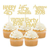 Gyufise 30Pcs Gold Glitter 45Th Birthday Cupcake Toppers Vintage 1978 Awesome Since 1978 45 Fabulous Cupcake Picks 45Th Birthday