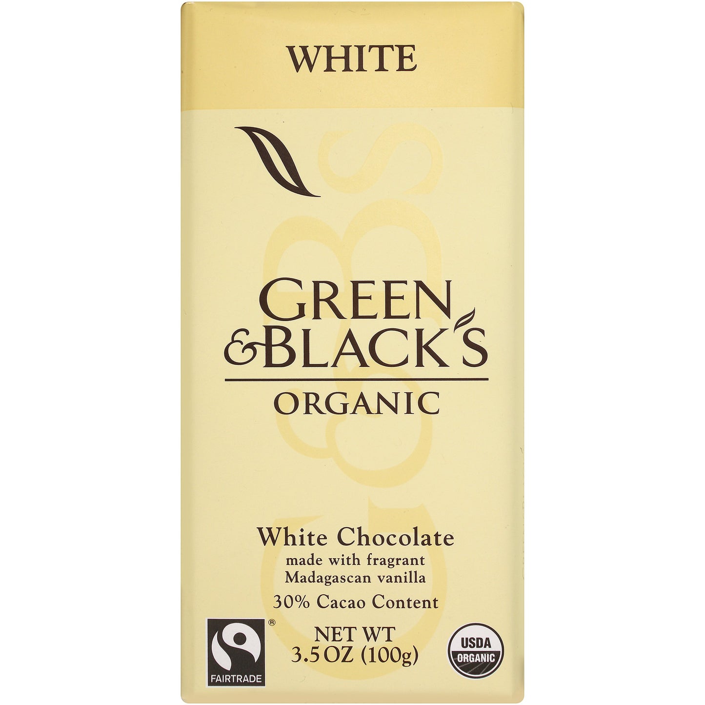 Green & BlackS Organic White Chocolate With Vanilla 30% Cacao 3.5 Ounce Bars (Pack Of 10)