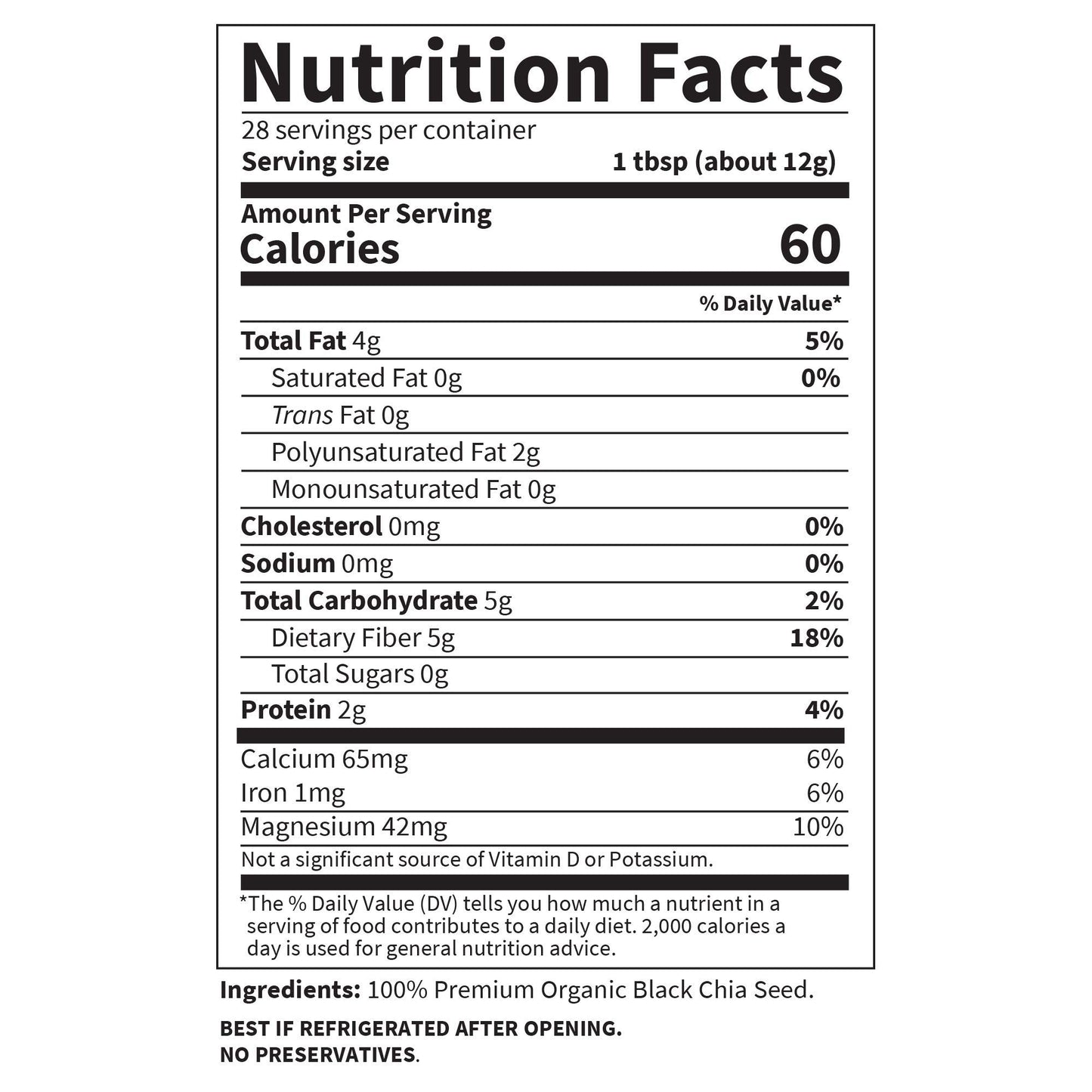 Chia Seeds 100% Organic for Smoothies, Pudding - Raw Organics Whole Seed Foods with Omega 3 Superfood, Fiber, Keto Friendly, Non