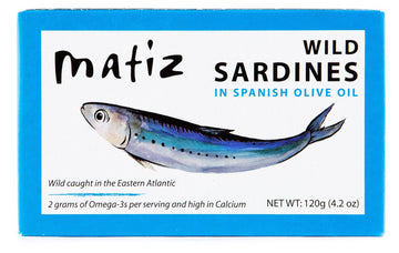 Matiz Sardines in Olive Oil, 4.2 Ounce Can (Pack of 5) Spanish Gourmet Wild Caught Natural Fish for Tapas, Snacks, or Meals, Pro