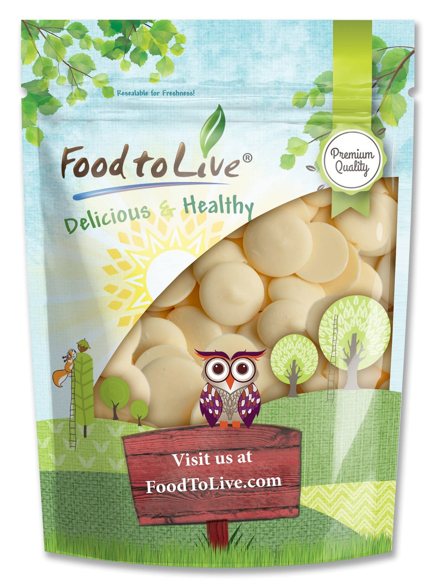 Food To Live Raw Cacao Butter Wafers 4 Pounds - Pure Cold-Pressed Unfiltered Unrefined Non-Deodorized Kosher Keto Vegan Sirtfood Bulk. Great For Cooking Baking Hot White Chocolate