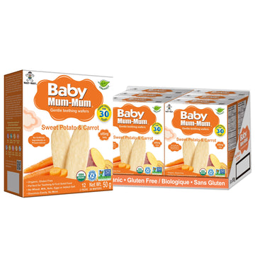 Hot-Kid Baby Mum-Mum Rice Rusks, Organic Sweet Potato & Carrot, 24 Pieces (Pack Of 6)