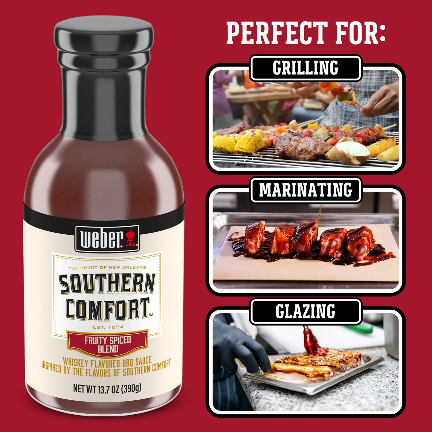 Weber BBQ Sauce, Southern Comfort spirit-inspired flavor Flavor, 13.7 Ounce, Model 1165755