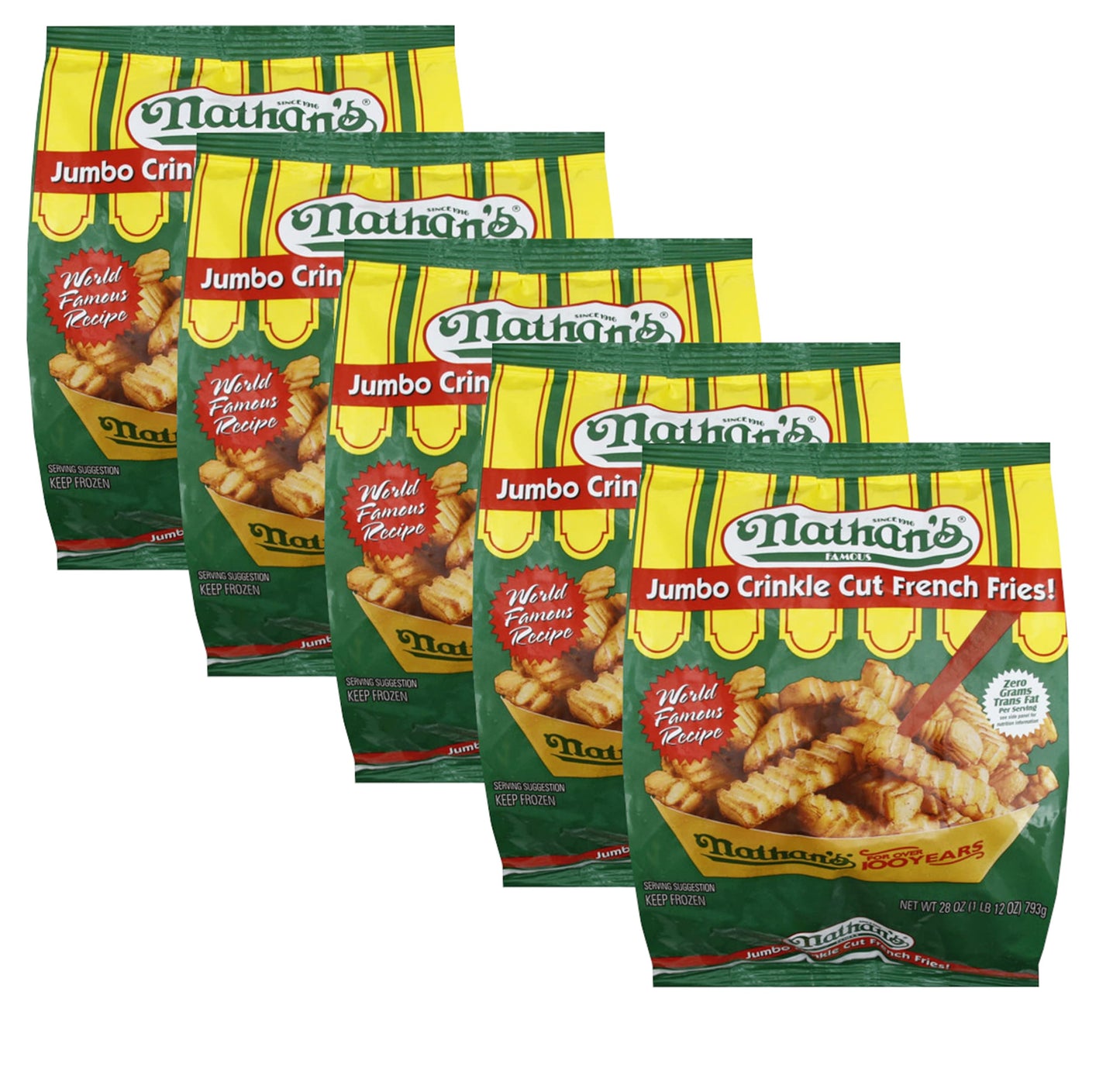 Ready Set Gourmet Nathans Famous French Fried Jumbo Crinkle Cut Fries - 0 g Trans-Fat - 5 Pack (28 oz Each)