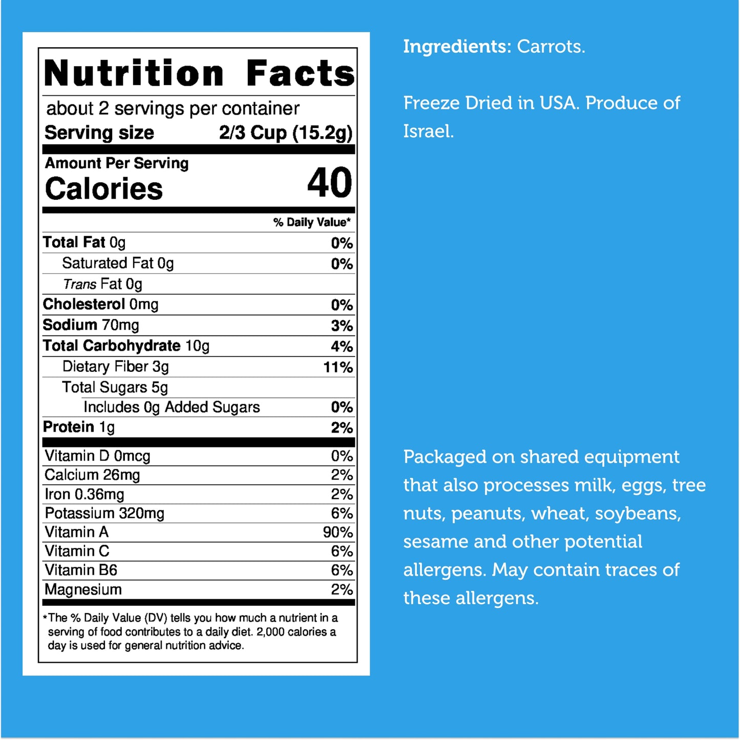 Arctic Farms Garden Pure Freeze Dried Carrots Veggie, No Sugar Added, Crunchy Snack (Carrot Chips)