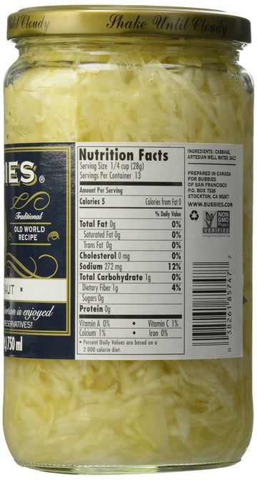 Bubbies Sauerkraut 25.0 OZ(Pack of 3)