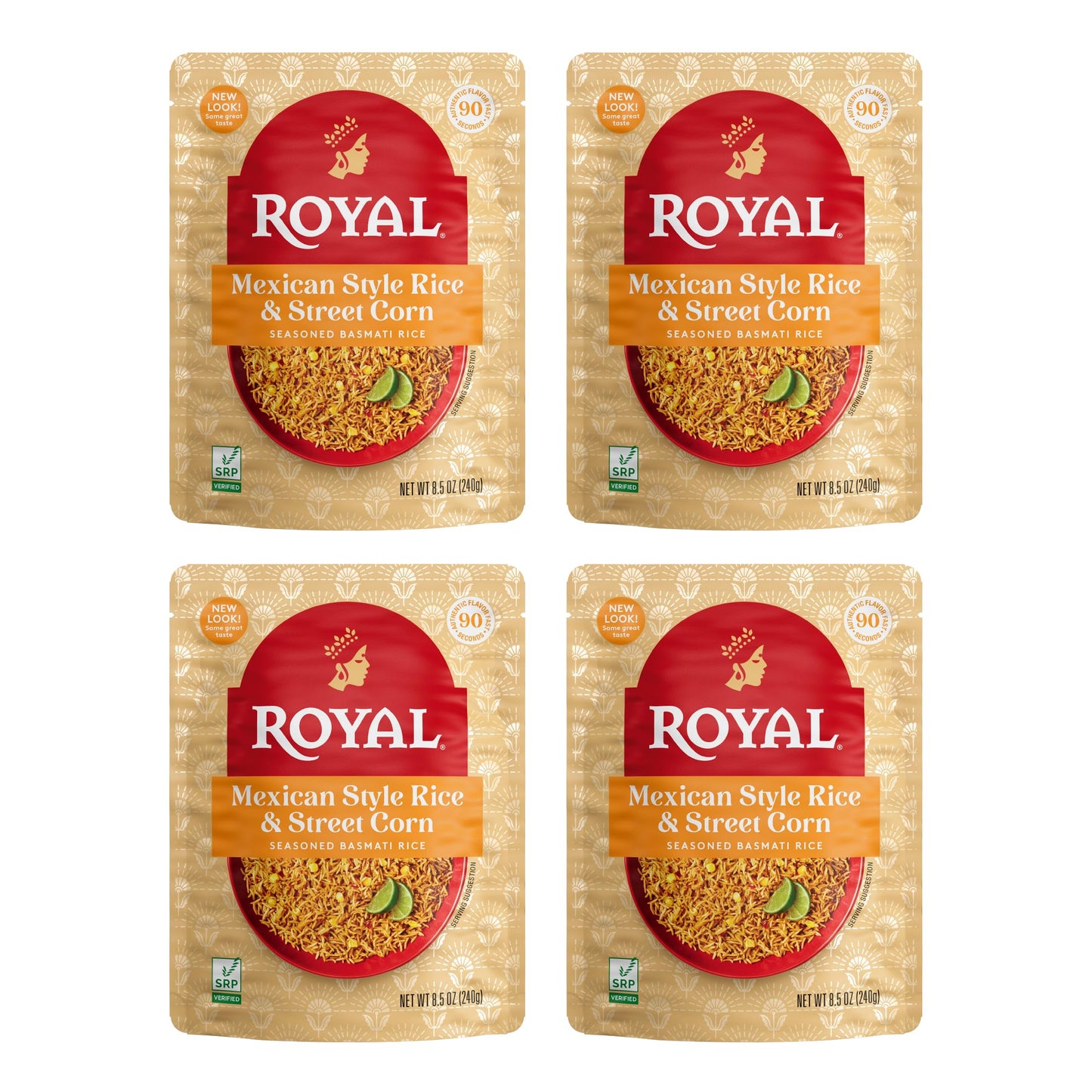 Royal Mexican Rice And Street Corn - Ready To Heat Basmati Rice - (4 Pack) 8.5 Oz Microwavable Pouch