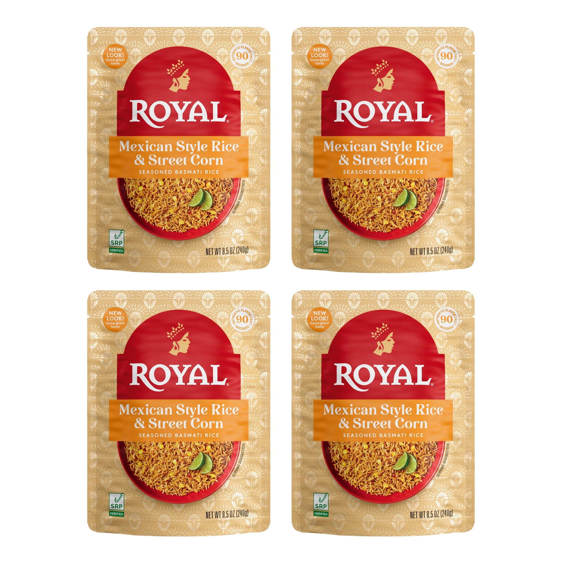 Royal Mexican Rice And Street Corn - Ready To Heat Basmati Rice - (4 Pack) 8.5 Oz Microwavable Pouch
