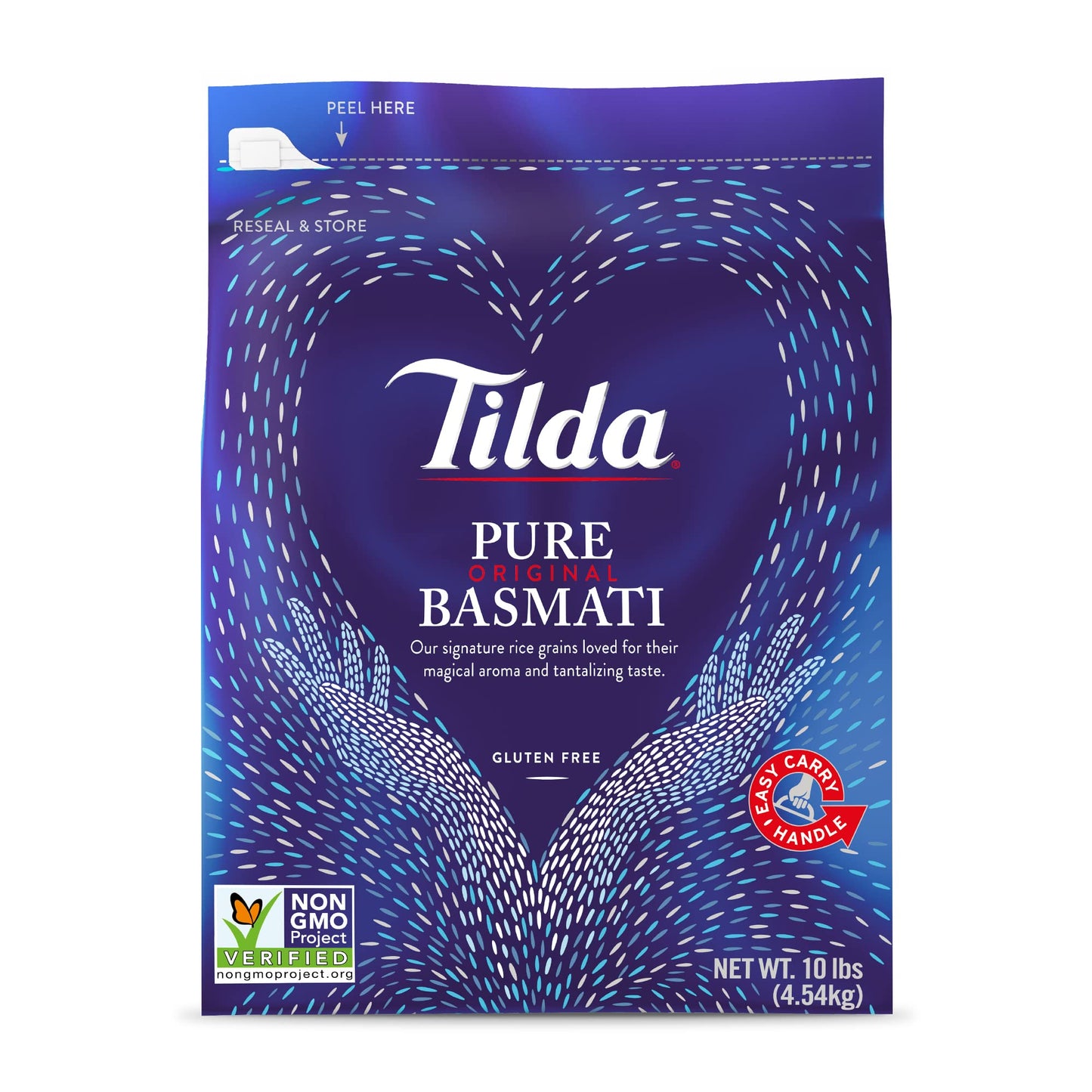 Tilda Pure Basmati Rice, Premium Aromatic And Authentic Rice, Large Resealable Bag, 10-Pound Bag,White