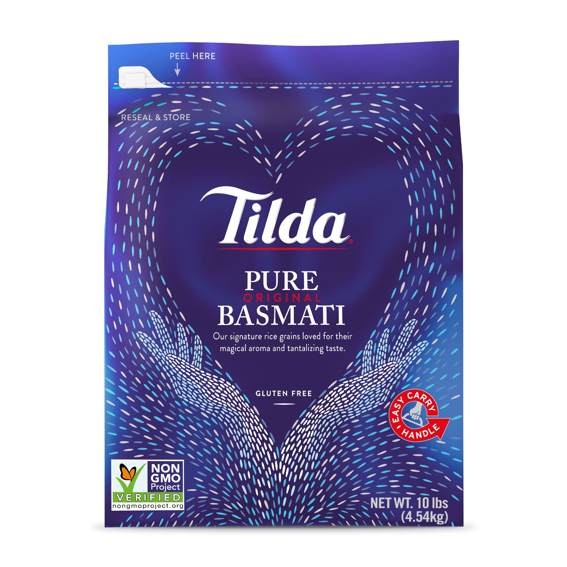 Tilda Pure Basmati Rice, Premium Aromatic And Authentic Rice, Large Resealable Bag, 10-Pound Bag,White