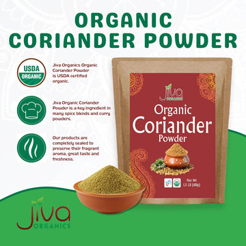 Jiva Organics Organic Ground Coriander Powder - Non-Gmo, Pure - Dhania, Coriander Seeds Ground (1.5 Pound Bag)