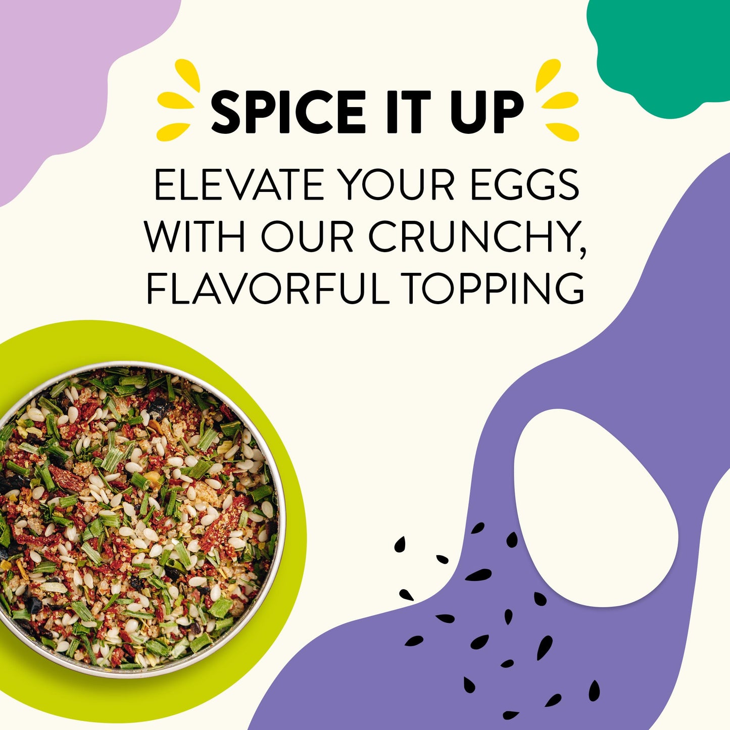 Just Spices Egg Topping - 1.94 OZ Breakfast Seasoning with Sesame, Chilli, Tomato & Sea Salt for Flavorful Eggs