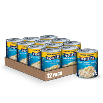 Progresso Rich & Hearty, Creamy Chicken & Broccoli Canned Soup, Gluten Free, 18.5 oz. (Pack of 12)