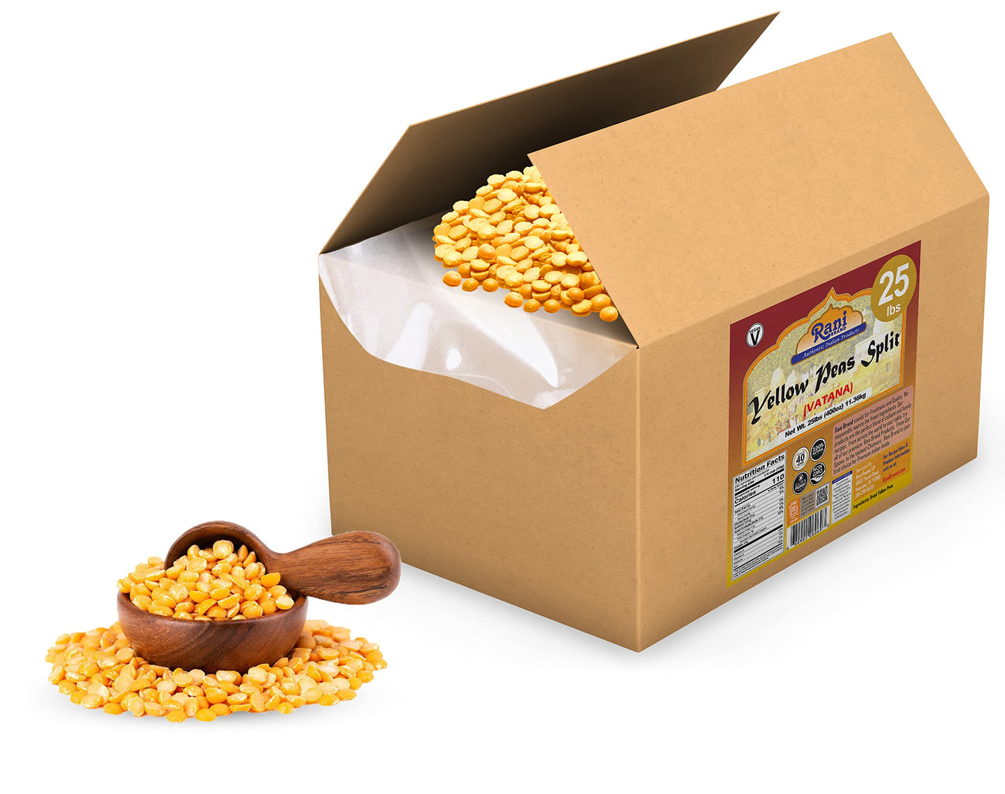 Rani Yellow Peas Split, Dried (Vatana, Matar) 400Oz (25Lbs) 11.36Kg Bulk Box ~ All Natural | Vegan | Gluten Friendly | Product Of Usa