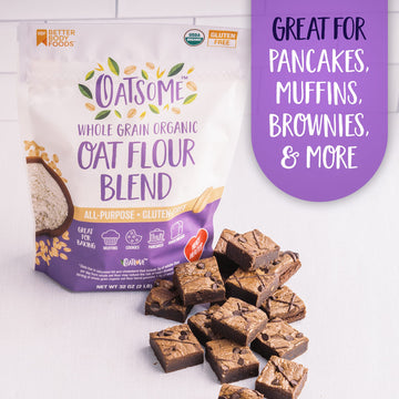 Oatsome Organic Oat Flour Blend, Whole Grain, Gluten-Free, All Purpose Flour for Baking, Vegan, 2 lb, 32 oz
