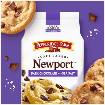 Pepperidge Farm Soft Baked Newport Dark Chocolate Cookies With Sea Salt, 8.6 Oz Bag (8 Cookies)