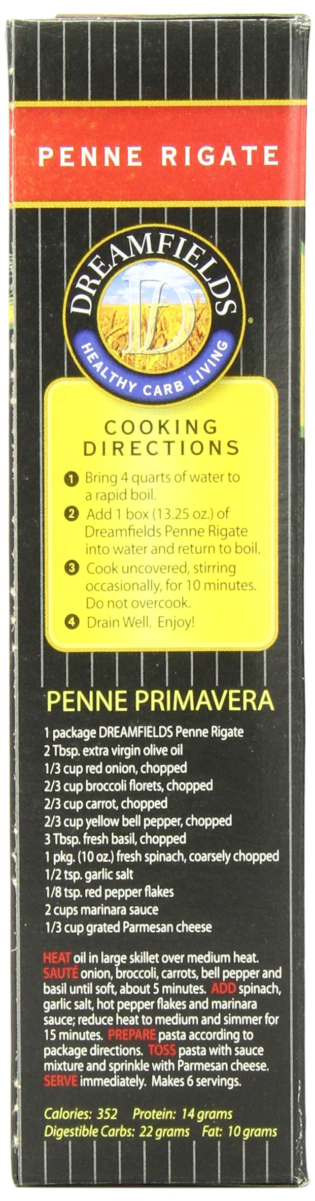 Dreamfields Healthy Pasta Living Penne Rigate, 13.25-Ounce Boxes (Pack of 6)