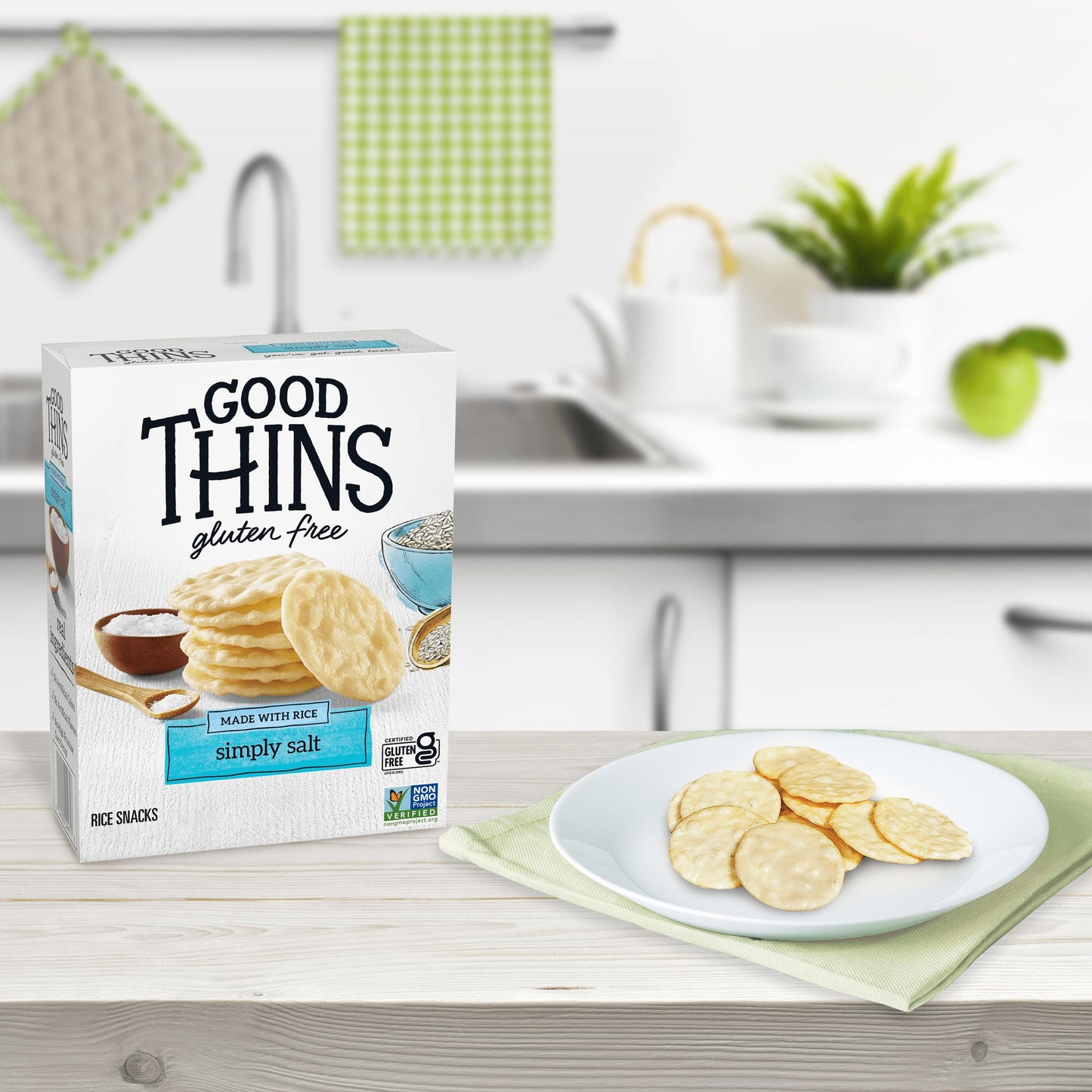 GOOD THINS Simply Salt Rice Snacks Gluten Free Crackers, Snack Crackers, 3.5 oz