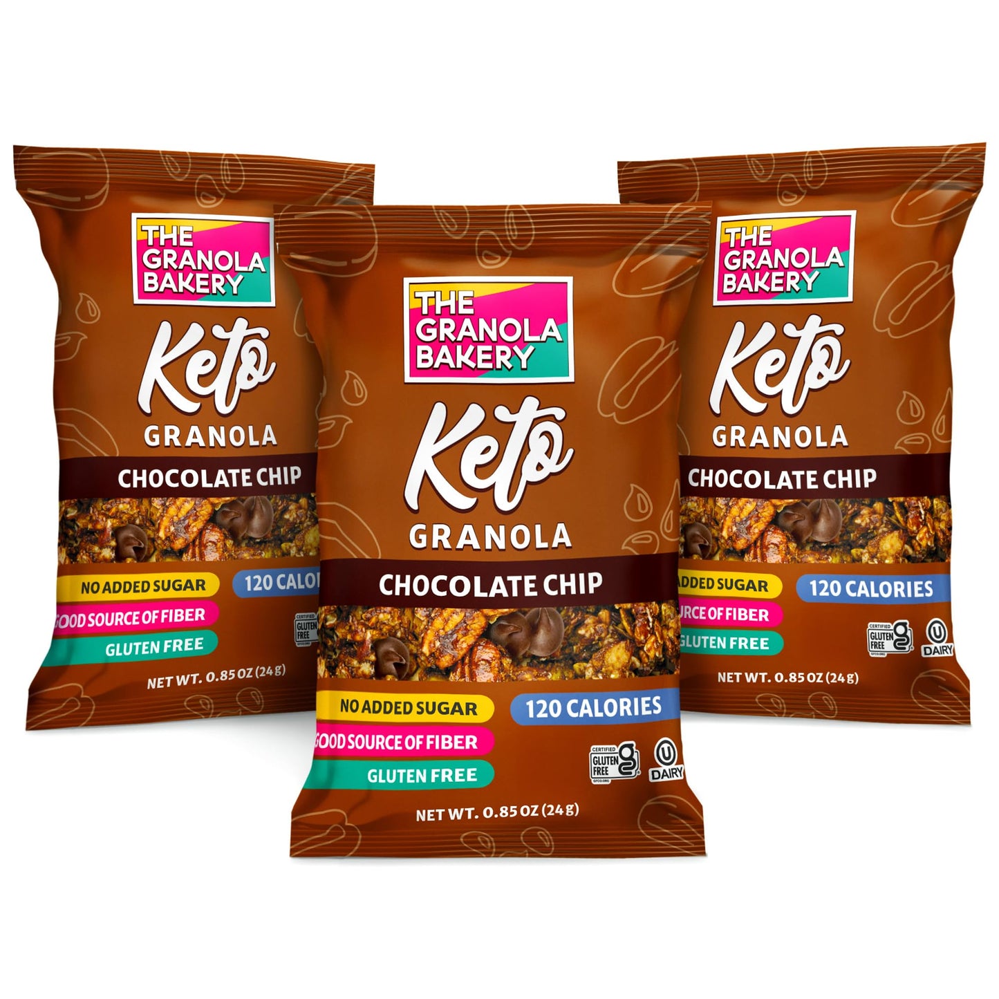 Tgb Chocolate Chip Granola Bites, Keto Snack, No Added Sugar, Gluten Free, Good Source Of Fiber, 0.85Oz Bag (Pack Of 6)