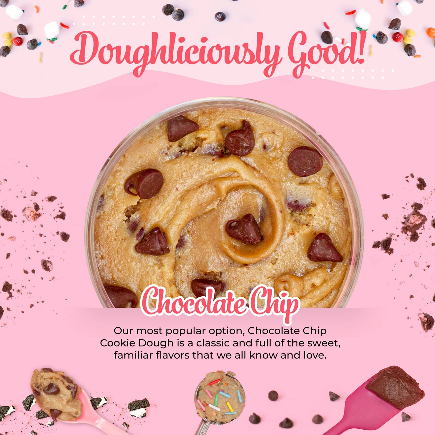 Nobaked Cookie Dough - Edible Chocolate Chip Cookie Dough Meant To Be Eaten Raw With A Soft & Smooth Consistency And No Bitterne