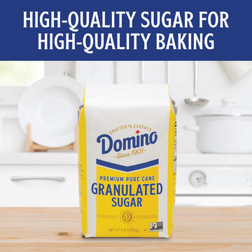 Domino Granulated Sugar 4 lb Bag of enhanced Pure Cane Sugar (Pack of 2) with Bonus Brand Recipe Card