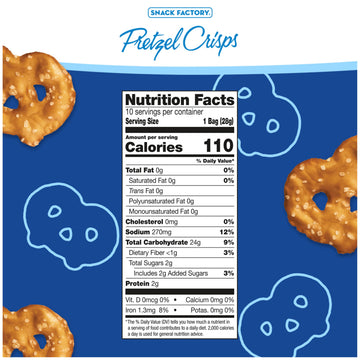 Snack Factory Pretzel Crisps, Original, 1 Oz Snack Bags, 10 Ct (Pack of 2)