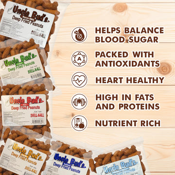 Jerky-n-Spice Uncle Buds Deep Fried Peanuts in Shell, Flavored Mixed Nuts, 42 Ounce, Includes Cajun, Salt & Vinegar, Spicy Peanuts