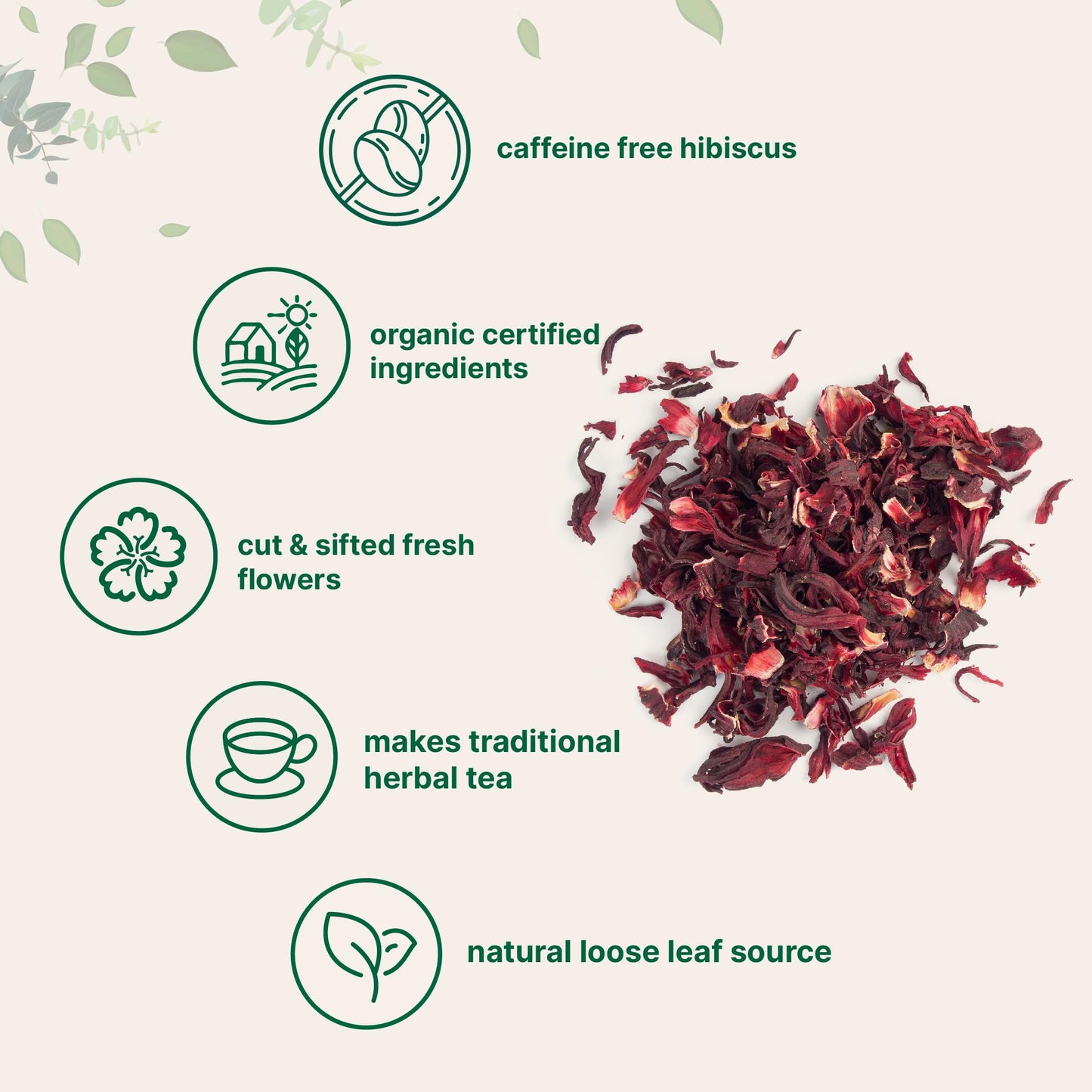 Micro Ingredients Organic Hibiscus Flowers, Caffeine Free, 2lbs Loose Leaf Tea