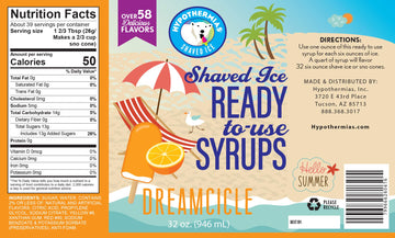Hypothermias Hawaiian Snow Cone Syrup, Shaved Ice Flavor - Quart (32 Fl. Oz) - Dreamcicle - Non-Gmo 100% Pure Cane Sugar, Bpa-Fr