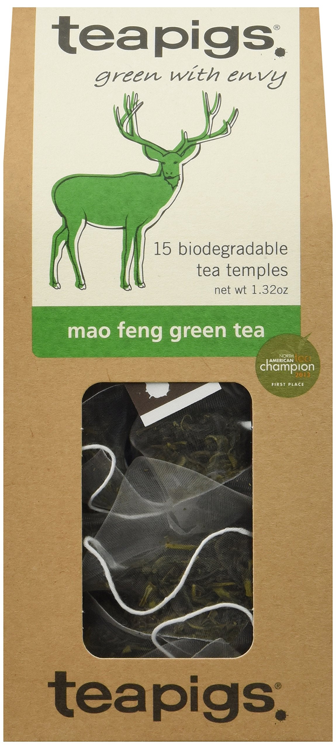 Teapigs Mao Feng Green Tea Bags, 15 Count X 6 Boxes, Clear Pale Green Tea, Fresh Summer Air Taste, Plant Based Tea Bag